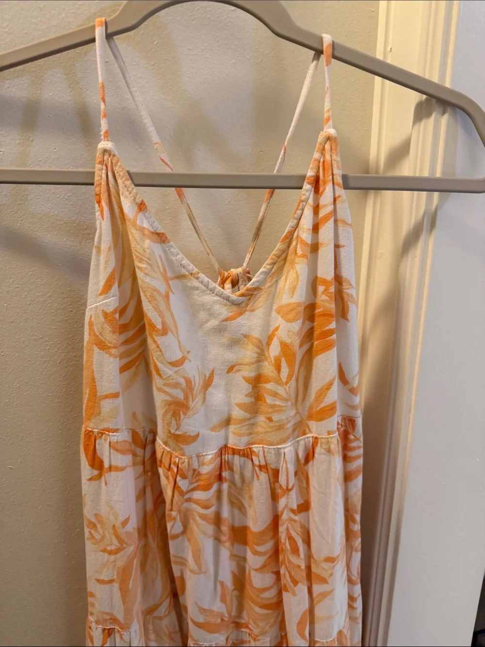 Abercrombie and Fitch XS White Maxi Dress with Orange Floral Print